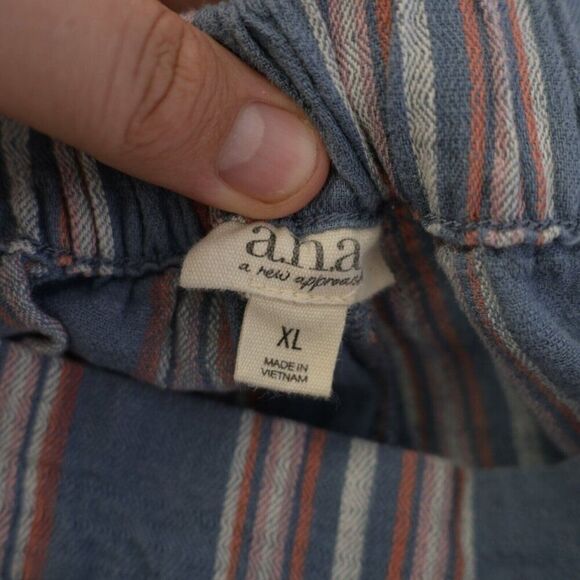 A.n.a. XL Wide Leg‎ Capri Pants Blue Pink Striped High Rise 36/24 - Picture 5 of 6